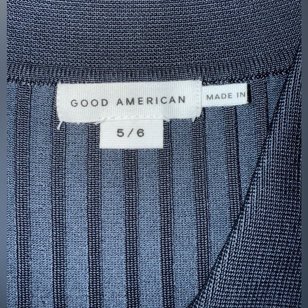 Good American Women’s Ribbed Henley Polo Navy Size M Orig $140 - Picture 5 of 7